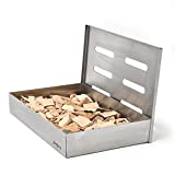 Ahumador de barbacoa de acero inoxidable, ahumador de barbacoa de 21x13 cm para cocinar y asar al aire libre, ahumador portátil multiusos para ahumar carne de cerdo, ternera, pescado y más.